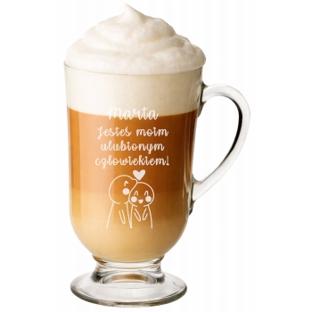 Szklanka do kawy Latte na nóżce z grawerem Prezent na Walentynki