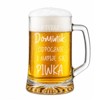 Kufel do piwa z grawerem TWÓJ NAPIS Prezent na Dzień Chłopaka Ojca  Barbórkę  620ml