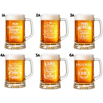 Szklany Kufel Do Piwa Z Uchwytem Grawerowany Dwustronny 620ml Wieczór Kawalerski dla Świadka Urodziny