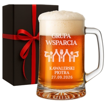 Kufel do piwa na prezent wieczór kawalerski dla świadka z grawerem 620ml w pudełku