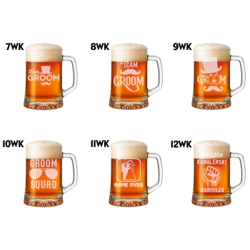 Szklany Kufel Do Piwa Z Uchwytem Grawerowany Dwustronny 620ml Wieczór Kawalerski dla Świadka Urodziny