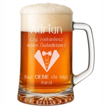 Kufel do piwa na prezent wieczór kawalerski dla świadka  z grawerem 620ml