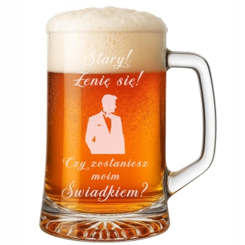Kufel do piwa na prezent wieczór kawalerski dla świadka  z grawerem 620ml