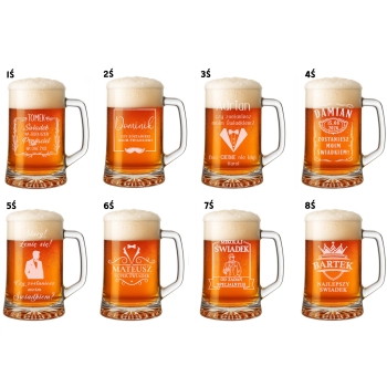 Kufel do piwa z grawerem 620ml Prezent Wieczór Kawalerski dla Świadka Twój Tekst