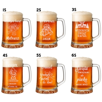 Kufel do piwa na prezent Świąteczny dla Mężczyzny grawer imię logo 620ml