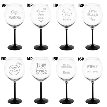 Duży kieliszek czarna nóżka do Aperola Wina z grawerem Prezent Panieński