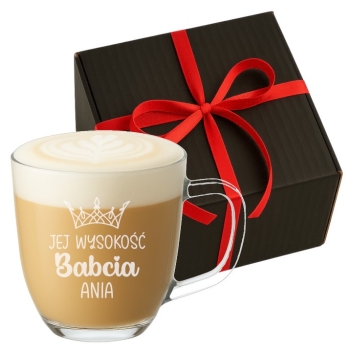 Szklany Kubek z grawerem 420ml Prezent Dzień Babci Dziadka Twój Napis Logo