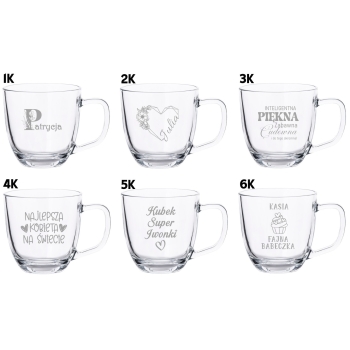 Duży szklany kubek z grawerem Dla Niej Niego TWÓJ NAPIS 420ml LOGO