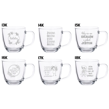Duży szklany kubek z grawerem Dla Niej Niego TWÓJ NAPIS 420ml LOGO
