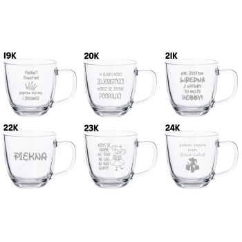 Duży szklany kubek z grawerem Dla Niej Niego TWÓJ NAPIS 420ml LOGO