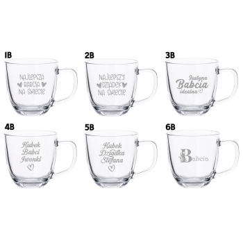 Szklany Kubek z grawerem 420ml Prezent Dzień Babci Dziadka Twój Napis Logo