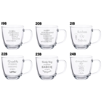 Szklany Kubek z grawerem 420ml Prezent Dzień Babci Dziadka Twój Napis Logo
