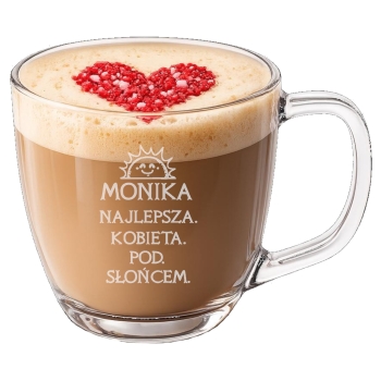 Duży szklany kubek z grawerem Dla Niej Niego TWÓJ NAPIS 420ml LOGO