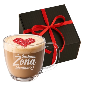 Szklany Kubek z grawerem Pudełko 420ml Prezent dla Niej Niego Twój Napis