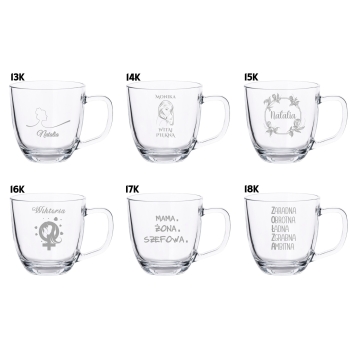 Szklany Kubek z grawerem 420ml Prezent na Dzień Kobiet Twój Napis