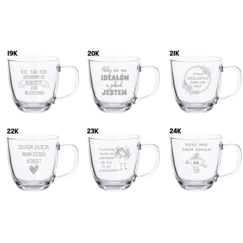 Szklany Kubek z grawerem 420ml Prezent na Dzień Kobiet Twój Napis