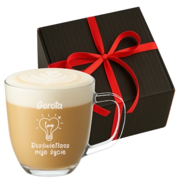 Szklany Kubek z grawerem Pudełko 420ml Prezent na Walentynki Twój Napis