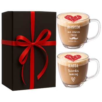 Zestaw 2 Kubków z Grawerem TWÓJ NAPIS 420ml Prezent na Walentynki dla Pary