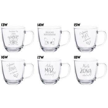 Szklany Kubek z grawerem Pudełko 420ml Prezent na Walentynki Twój Napis