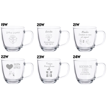Szklany Kubek z grawerem Pudełko 420ml Prezent na Walentynki Twój Napis
