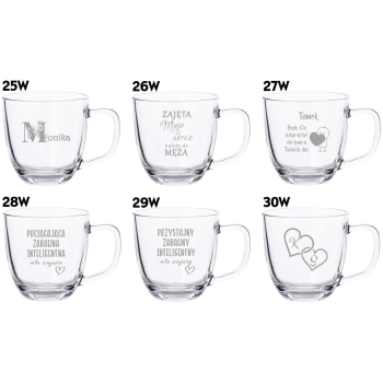 Szklany Kubek z grawerem Pudełko 420ml Prezent na Walentynki Twój Napis