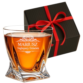 Szklanka kryształowa Whisky Grawer dla Niego Prezent Logo Urodziny Dziadka