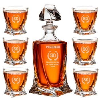 Zestaw Do Whisky Karafka I Szklanki Quadro Kryształ z grawerem