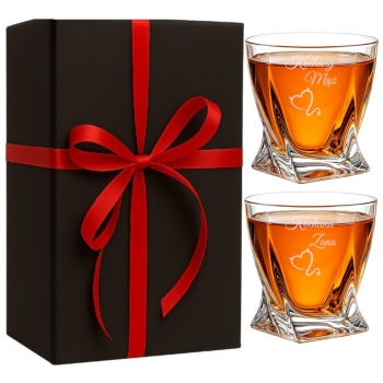 2 Szklanki Kryształ Whisky Grawer Logo Prezent Rocznica Ślub Urodziny