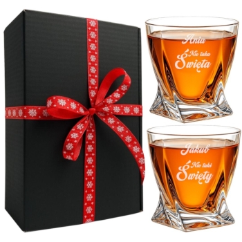 2 Szklanki Kryształ do Whisky Bohemia Grawer Logo Prezent Dzień Babci i Dziadka