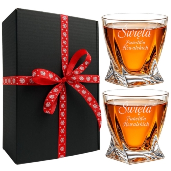 2 Szklanki Kryształ do Whisky Bohemia Grawer Logo Prezent Dzień Babci i Dziadka
