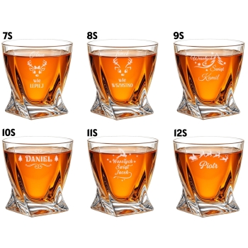2 Szklanki Kryształ do Whisky Bohemia Grawer Logo Prezent Dzień Babci i Dziadka