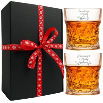 Zestaw 2 szklanki do whisky z grawerem Kryształowe 340ml Prezent na Święta