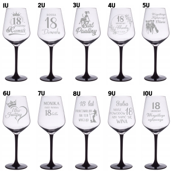 Kieliszek Rubin Black grawer 370ml pudełko, Prezent na Urodziny, dla Niej