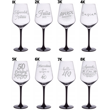 Kieliszek Rubin Black grawer 370ml pudełko, Prezent na Urodziny, dla Niej