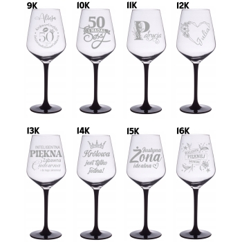 Kieliszek Rubin Black grawer 370ml pudełko, Prezent na Urodziny, dla Niej