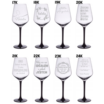 Kieliszek Rubin Black grawer 370ml pudełko, Prezent na Urodziny, dla Niej