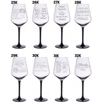 Kieliszek Rubin Black grawer 370ml pudełko, Prezent na Urodziny, dla Niej