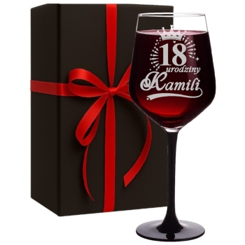 Kieliszek Rubin Black grawer 370ml pudełko, Prezent na Urodziny, dla Niej
