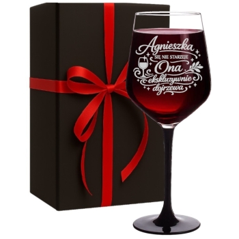 Kieliszek Rubin Black grawer 370ml pudełko, Prezent na Urodziny, dla Niej