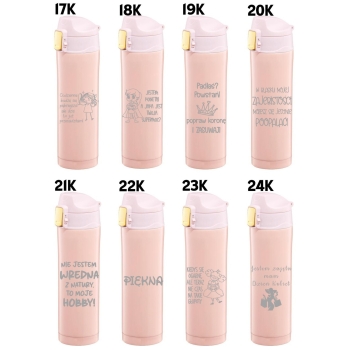 Różowy Kubek termiczny z Grawerem TWÓJ NAPIS Prezent dla Niej na  Dzień Kobiet Urodziny Walentynki