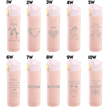 Różowy Kubek termiczny z Grawerem TWÓJ NAPIS Prezent dla Niej na Walentynki Dzień Kobiet