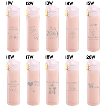 Różowy Kubek termiczny z Grawerem TWÓJ NAPIS Prezent dla Niej na Walentynki Dzień Kobiet