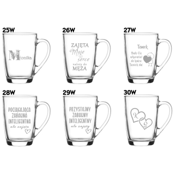 Szklany kubek z grawerem Prezent Walentynkowy Twój Napis 300ml Logo
