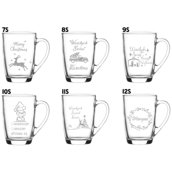 Szklany kubek z grawerem 300ml Prezent na Święta pod Choinkę Twój Napis
