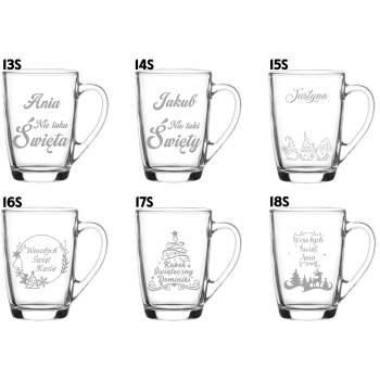 Szklany kubek z grawerem 300ml Prezent na Święta pod Choinkę Twój Napis