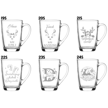 Szklany kubek z grawerem 300ml Prezent na Święta pod Choinkę Twój Napis