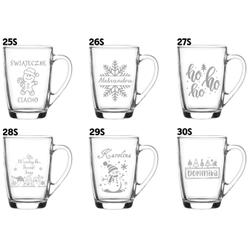 Szklany kubek z grawerem 300ml Prezent na Święta pod Choinkę Twój Napis