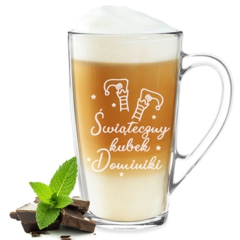 Kubek Szklany 400ml z grawerem prezent na Święta z Twoim Napisem Logo