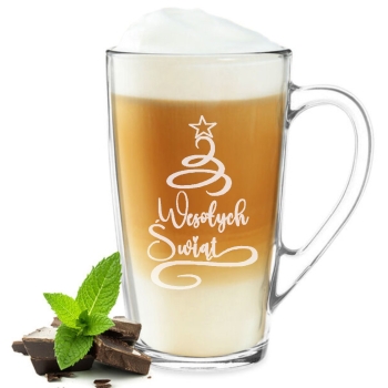 Kubek Szklany 400ml z grawerem prezent na Święta z Twoim Napisem Logo