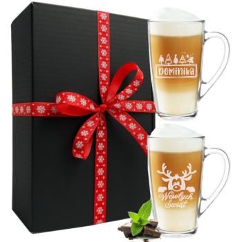 Zestaw 2 Kubków Wysokich 400ml z Grawerem na Prezent Świąteczny